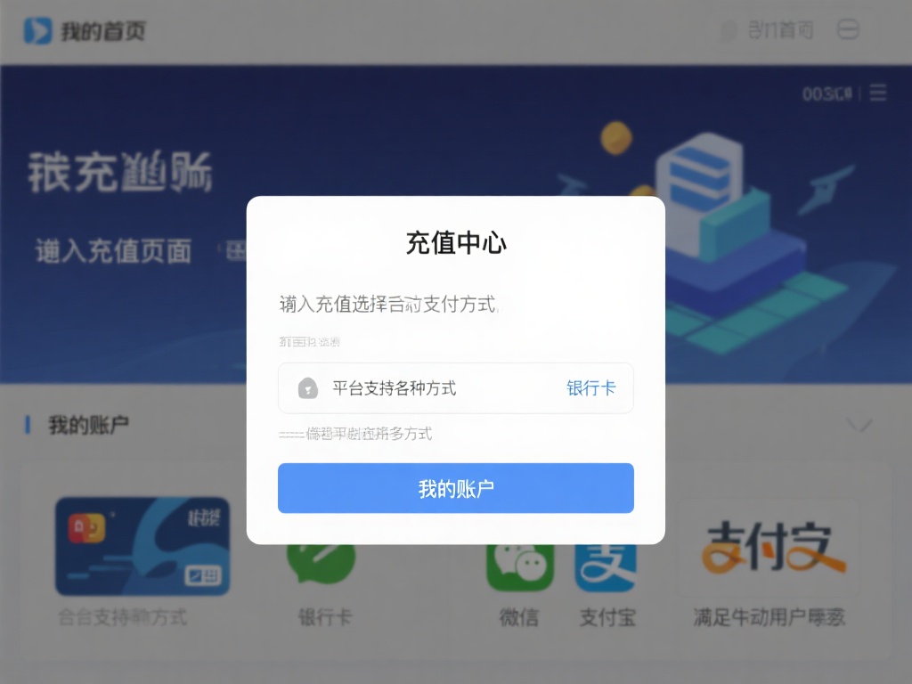 进入充值页面：在首页找到“充值中心”或“我的账户”
